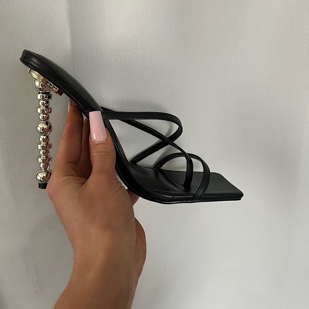 Black Sandal Mule Heels